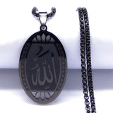 Muslim Islamic Quran Allah Stainless Steel Statement Necklace for Men Gold Color Chain Necklace Jewelry collier homme N1208S02