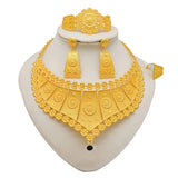 Dubai Gold Color Jewelry Set Wedding African Indian Ethiopian  Bridal Sets Nigerian Necklace Bracelet Earring Ring Jewellery