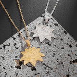 Exquisite Stainless Steel Plant Mandala Lotus Necklace Women's Yoga Om Religious Jewelry