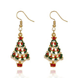 Fashion Christmas Tree Zircon Crystal Star Silver Color Earrings Stud Dangle Xmas Jewelry Women Party Gift