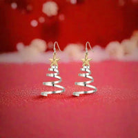 Christmas Series Simple Advanced Rotating Christmas Tree Star Pendant Earrings Women's Creative Personalized Girl Gift