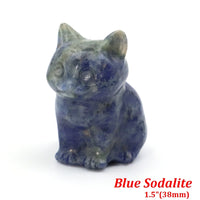 1.5" Cat Figurine Natural Stone Crystal Hand-carved Crystal Animal Statue Chakra Gem DIY Animal Handicrafts Artworks Home Decor