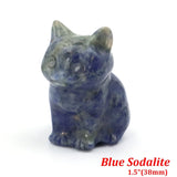 1.5" Cat Figurine Natural Stone Crystal Hand-carved Crystal Animal Statue Chakra Gem DIY Animal Handicrafts Artworks Home Decor