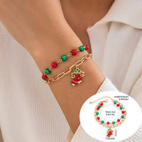 5pcs/set Cute Christmas Series Snowflake Tree Pendant Crystal Bracelet Women CCB Beads Adjustable Thread Rope Bracelet