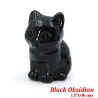 1.5" Cat Figurine Natural Stone Crystal Hand-carved Crystal Animal Statue Chakra Gem DIY Animal Handicrafts Artworks Home Decor