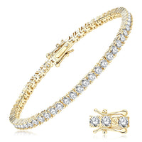 Moissanite Tennis Bracelet for Women 18K White Gold Plated Silver 3mm D Color VVS1 Wedding Party Jewelry Bracelets for Women Man