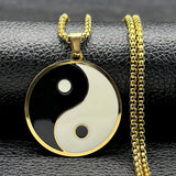 2024 Fashion Yin and Yang Gossip Taiji Stainless Steel Necklaces for Women/Men Statement Necklace Jewelry bisuteria N8476S03
