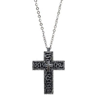 Vintage Cross Pendant Necklace with Secret Compartment Cross Necklace 3D Printed Charm Jewelry Necklace for Women Men
