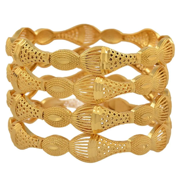 Anniyo 4 Pieces/Lot Gold Color Bangle for Women Ethiopian Bracelets Middle East Dubai Wedding Jewelry African  @086506