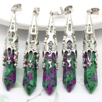 16pcs Crystal Pendulum for Divination Dowsing Natural Gem Stone Amethyst Hexagon Pendant For DIY Jewelry Making Necklace Pendant