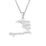 2024 New fashion stainless steel Haiti map pendant necklace for men and women geometric titanium steel pendant ethnic style clav