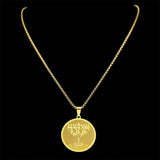 Jewish Hanukkah Nine Lamp Candlestick Pendant Necklace for Women Men Stainless Steel Gold Color Hebrew Religious Chain Jewelry