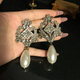 Vintage palace style multi-layer pearl necklace set with gems and diamonds to do old gold choker earrings stud earrings sweater