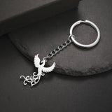 Phoenix Keychain Gift for Woman Men Key Chain Ring Reborn God Bird Supernatural Amulet Stainless Steel Pendant Design Jewelry