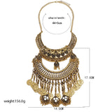Boho Gypsy Vintage Metal Coin Tassel Large Bib Necklace Collar Women Indian Ethnic Statement Necklace Jewelry