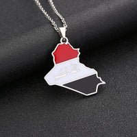 Republic Of Iraq Map Flag Pendant Necklace Stainless Steel For Women Men Gold Silver Color Charm Fashion Jewelry Gifts