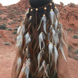 Fashion Boho Style Feather Headband Hairpiece Beads Feather Headdress Handmade Girls Hair Accessories High Quality
