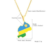 2024 New fashion stainless steel Rwanda map and flag necklace men's and women's geometric ethnic style collarbone chain Memorial