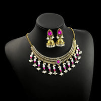 Luxury Elegant Crystal Wedding Jewelry Set Women Vintage Water Drop Earring Necklace Set Indian Gold Color Bijoux Bride Gift