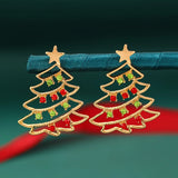 Christmas Colored Zircon Christmas Tree Simple and Fashionable Women's Earrings Creative Jewelry Holiday Gift