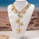 Starfish shell small fish Y necklace for women girls holiday party gift geometric fashion jewelry AN022