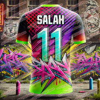 Fashion Graffiti Board Salah Printed Pattern Men's Fan Commemorative T-shirt Daily Outdoor Sports Comfortable Jersey