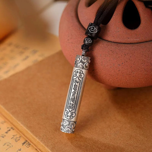 Ethnic Style Magic Wand Pendant For Men Jewelry Retro Auspicious Clouds Scripture Tube Necklace Male Choker Accessories