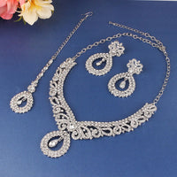 4PCS Women's Metal Jewelry Set Bollywood Jewelry Set Necklace Earrings Set Wedding Party Jewelry
