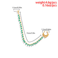 Lacteo Trendy Nose Rings for Women Connecting Earrings Black Green Small Crystal Beads Fake Nostril Piercing Clip Jewelry Ladies