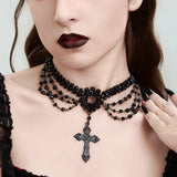 Ladies Gorgeous Black Color Lace Beads Choker Necklace Beach Travel Holiday Fashion Classic Personalized Jewelry Evening D