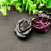 Obsidian Rose Pendant Personalized Black Rose Hand-carved Fashion Couple Rose Pendant High-grade Gifts