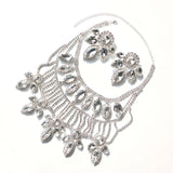 Exaggerated Leaf shaped Necklace Earring Set Women's Accessories Rhinestone Jewelry Set Banquet Party Jewelry Two Piece Set Jewe
