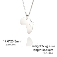 LIKGREAT Punk Africa Map With Flag Pendant Necklaces Stainless Steel Africa Countries Flags Necklace Chain for Women Men Jewelry