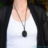 Natural Genuine Obsidian Pendant Zodiac Natal Buddha Guardian God Dainichi Rulai Pendant Jewelry Gift for Men and Women