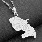 2024 New fashion stainless steel French Martinique map necklace for men and women geometric ethnic style collarbone chain annive