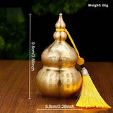Brass Gourd Feng Shui Ornament with Tassel - Symbol of Good Luck and Wealth Tabletop Storage Brass Gourd Decor