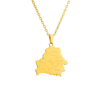 2024 New fashion stainless steel Belarusian map with city necklace for women and men couples ethnic style accessory collarbone c