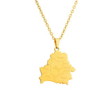2024 New fashion stainless steel Belarusian map with city necklace for women and men couples ethnic style accessory collarbone c