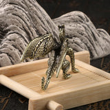 Solid Brass pterosaur Dragon Small Statue Desktop Ornament Chinese Mythical Beast Figurines Retro Home Feng Shui Decoration