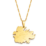 Anniyo Antigua Necklaces for Women Girls Gold Color Antigua Map Pendant  Jewelry Waladli/Wadadli #135521