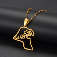 Anniyo Kuwait Map Pendant Necklaces Kuwaiti Stainless Steel Jewelry @360121