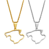 Anniyo Outline Spain Mallorca Map Pendant Necklaces Stainless Steel Spanish Jewelry #502562