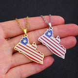 2024 New fashion stainless steel dripping Liberian map necklace for women and men couples ethnic style accessory collarbone chai