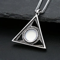 Gothic Vintage Evil Eye Pendant For Men Stainless Steel Punk Hip Hop Fashion Triangle Necklace Unique Amulet Jewelry Wholesale
