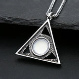 Gothic Vintage Evil Eye Pendant For Men Stainless Steel Punk Hip Hop Fashion Triangle Necklace Unique Amulet Jewelry Wholesale