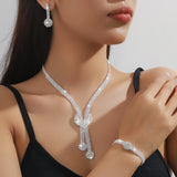 Ladies' French style sparkling rhinestone jewelry set suitable for weddings, gatherings, and holiday gifts