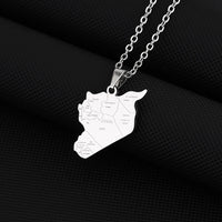 2024 new fashion stainless steel vintage Syria map with city pendant necklace temperament everything collarbone chain birthday a