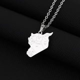 2024 new fashion stainless steel vintage Syria map with city pendant necklace temperament everything collarbone chain birthday a
