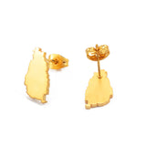 Anniyo 1.6cm Small Size Saint Lucia Map Stud Earrings for Women Girls St. Lucia Stainless Steel Jewelry #304101