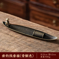 Creative Incense Holder Incense Holder Boat Old Men Fishing Japanese Style Incense Stick Burner Aromatherapy Ornament Home Decor
